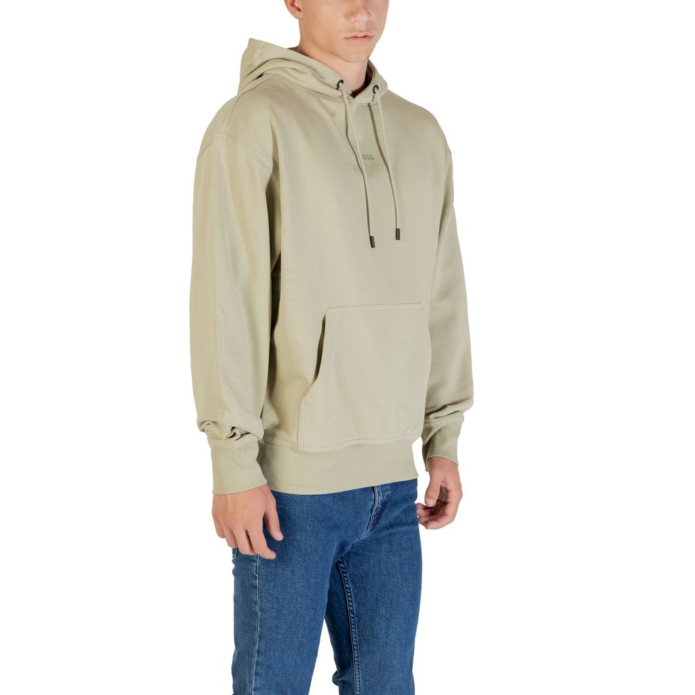 Hugo Boss Green Cotton Hoodie - Artisanal Luxury Comfort
