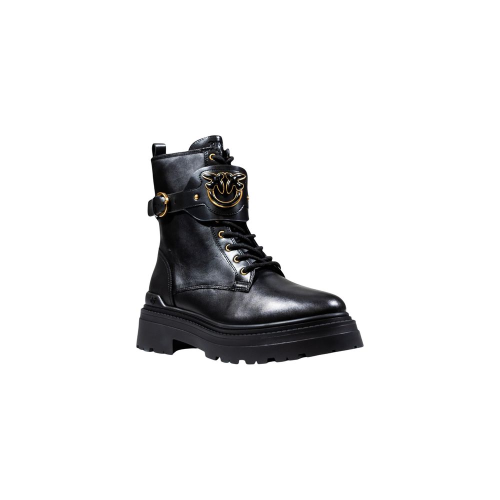 Elevate your style with PINKO Black Leather Ankle Boots, crafted from premium materials for unparalleled elegance and versatility in every season.