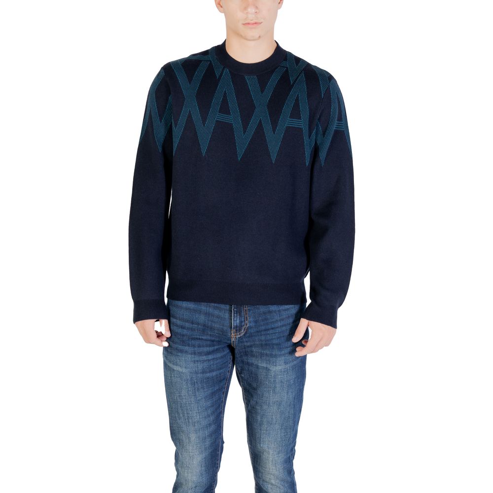 Elevate your wardrobe with the Armani Exchange Black Marabou Sweatshirt, a luxurious blend of acrylic, cotton, and wool, embodying modern sophistication and timeless elegance.