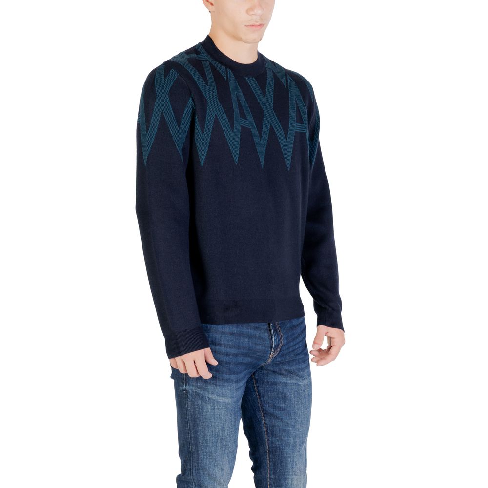 Elevate your autumn-winter wardrobe with the Armani Exchange Black Marabou Sweatshirt, a luxurious blend of acrylic, cotton, and wool, embodying modern sophistication.