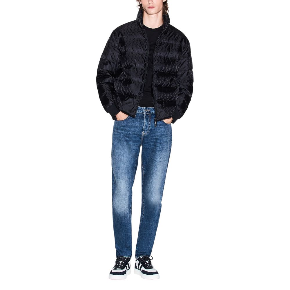 Elevate your winter wardrobe with the Armani Exchange Black Polyamide Coat, a luxurious blend of style and functionality, perfect for the discerning individual.