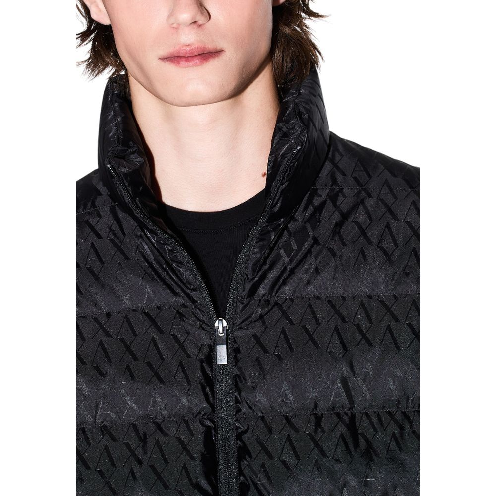 Elevate your winter wardrobe with the Armani Exchange Black Polyamide Coat, a fusion of luxury and functionality, designed for the discerning individual.