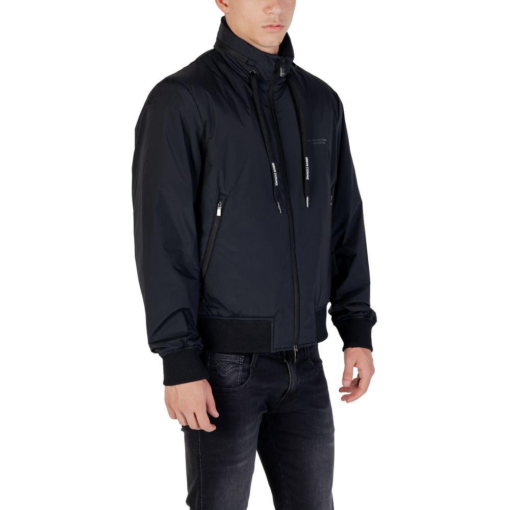 Elevate your wardrobe with the Armani Exchange Black Polyamide Bomber, a masterful blend of luxury and comfort, perfect for the discerning individual seeking timeless elegance.