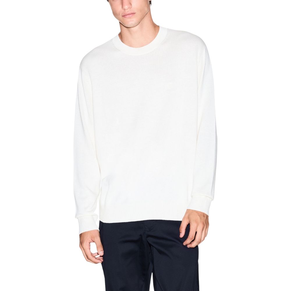 Experience the refined elegance of the Armani Exchange Cream Viscose Sweatshirt, a luxurious blend of viscose, cotton, and silk, perfect for the discerning individual.