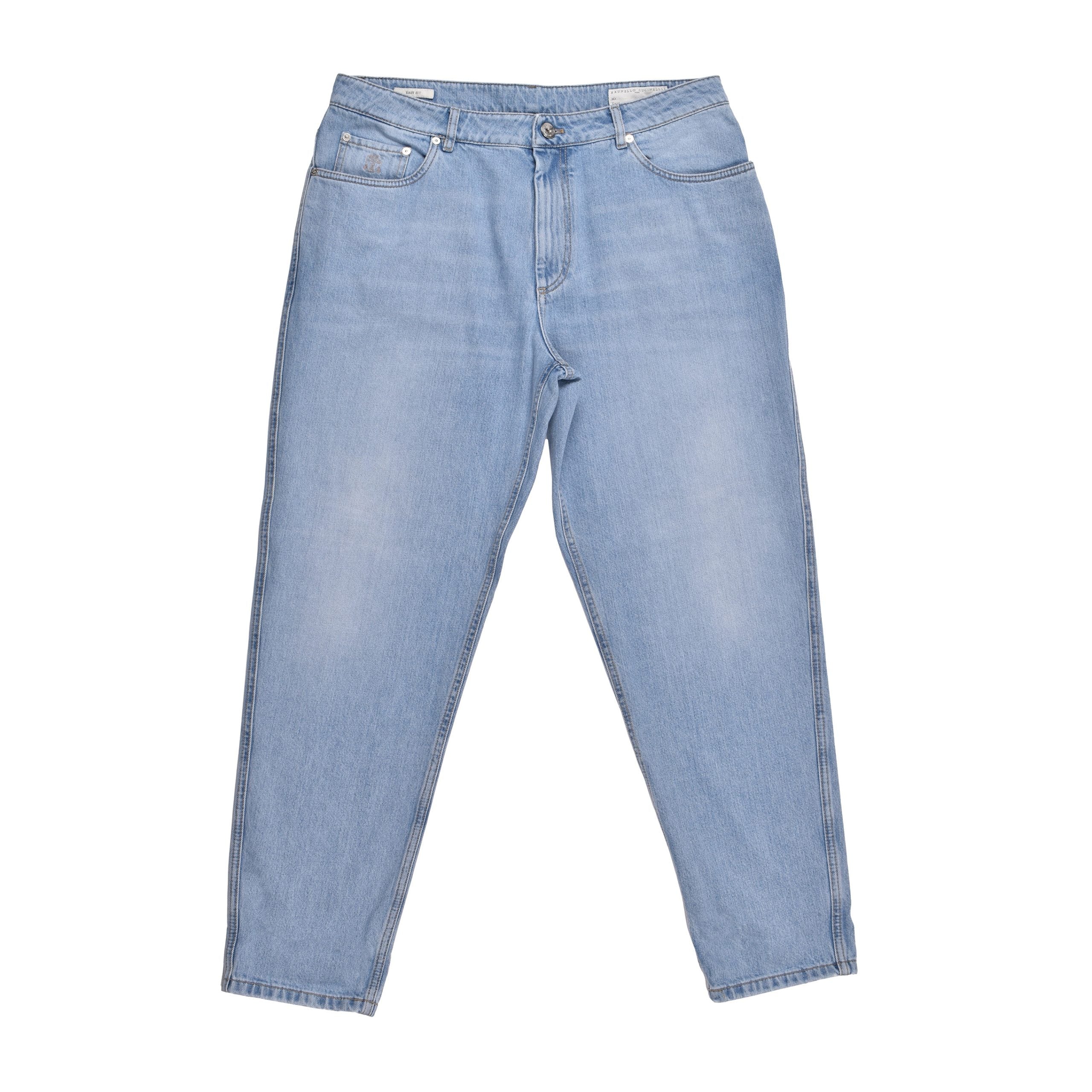 Brunello Cucinelli Blue Cotton Relaxed Fit Jeans