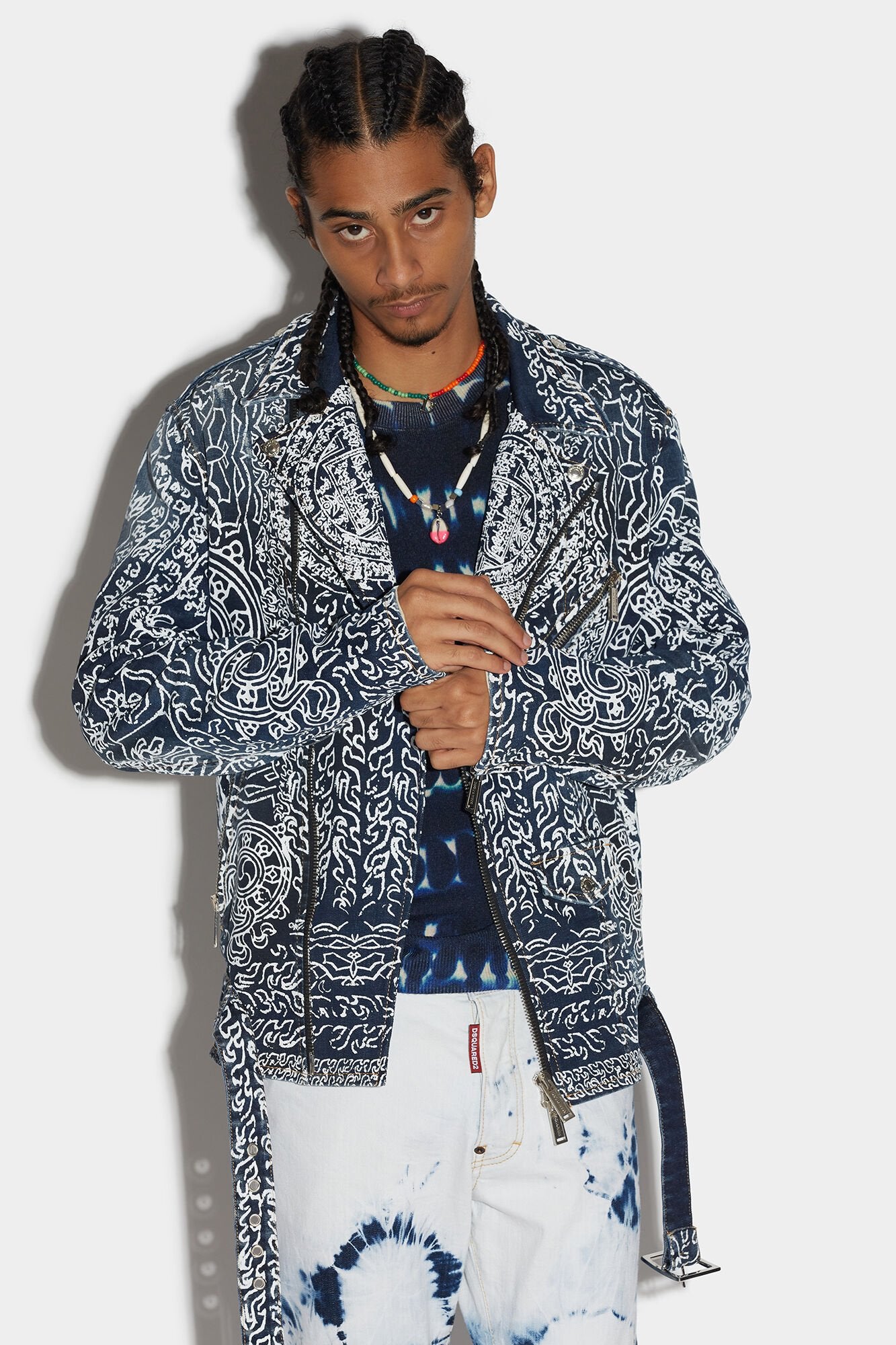 Dsquared² Blue Fibres Biker Jacket