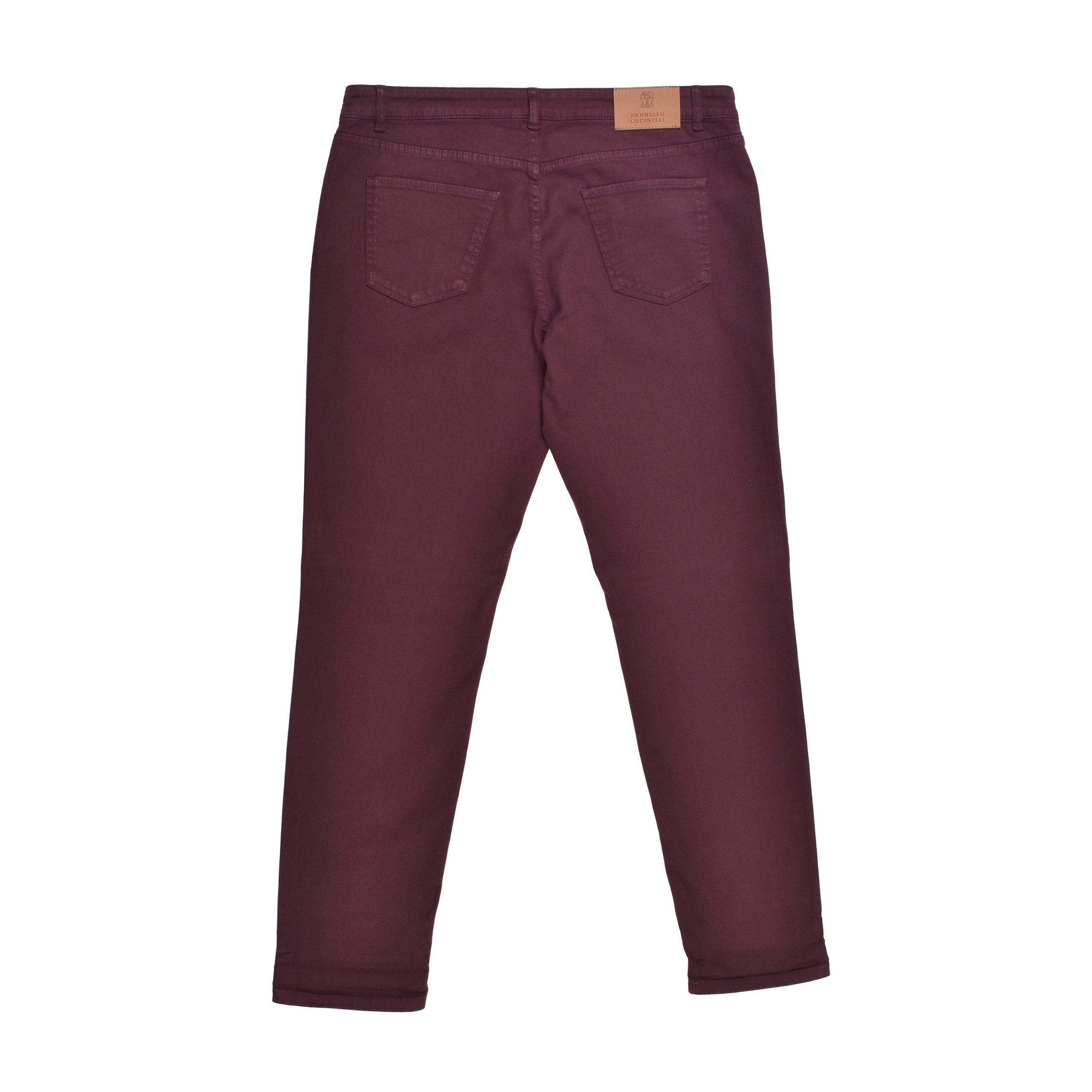 Brunello Cucinelli Burgundy Cotton Pants