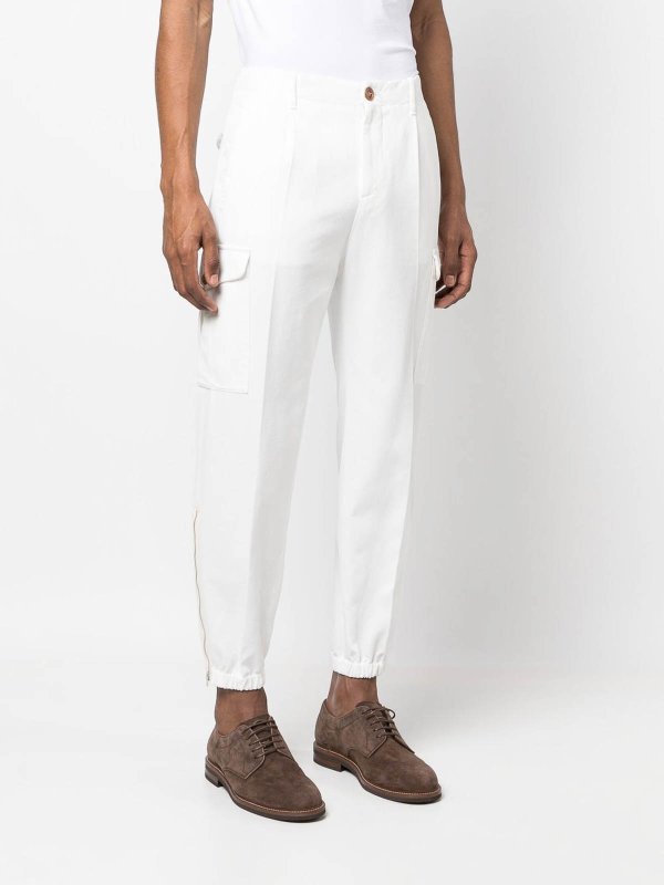 Brunello Cucinelli White Cotton Casual Pants