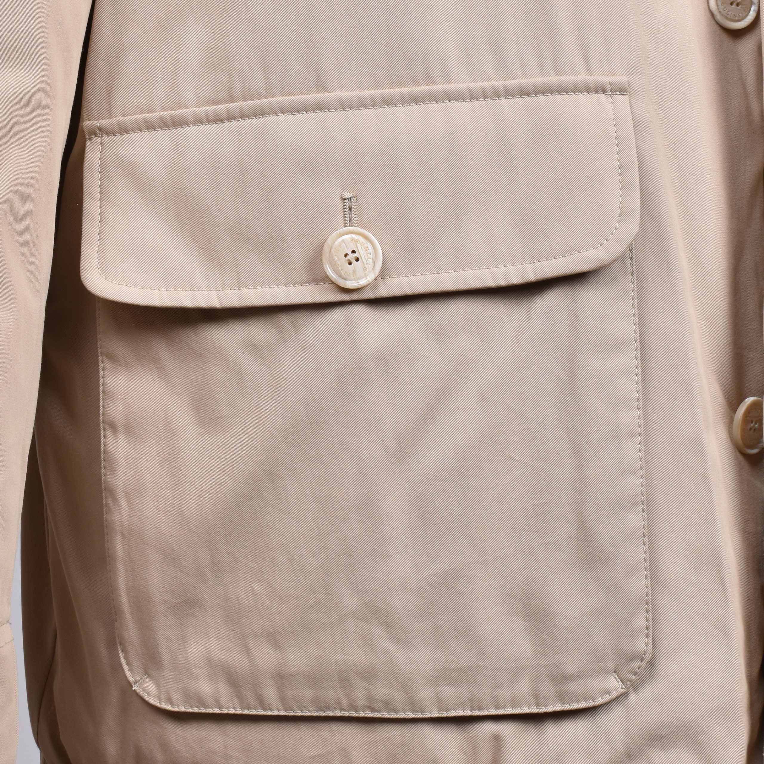 Brunello Cucinelli Beige Cotton Full-Length Jacket