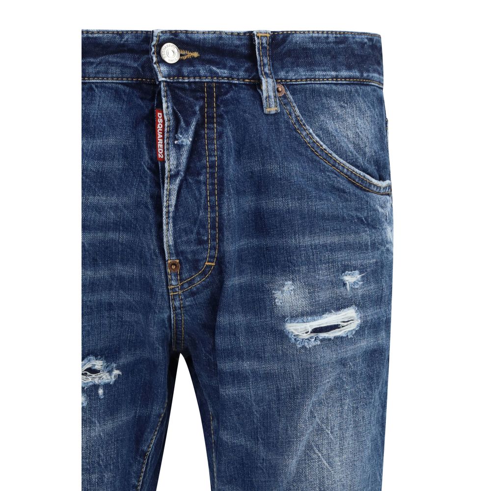 Dsquared² Blue Cotton Slim Fit Jeans - Designer Distressed Denim