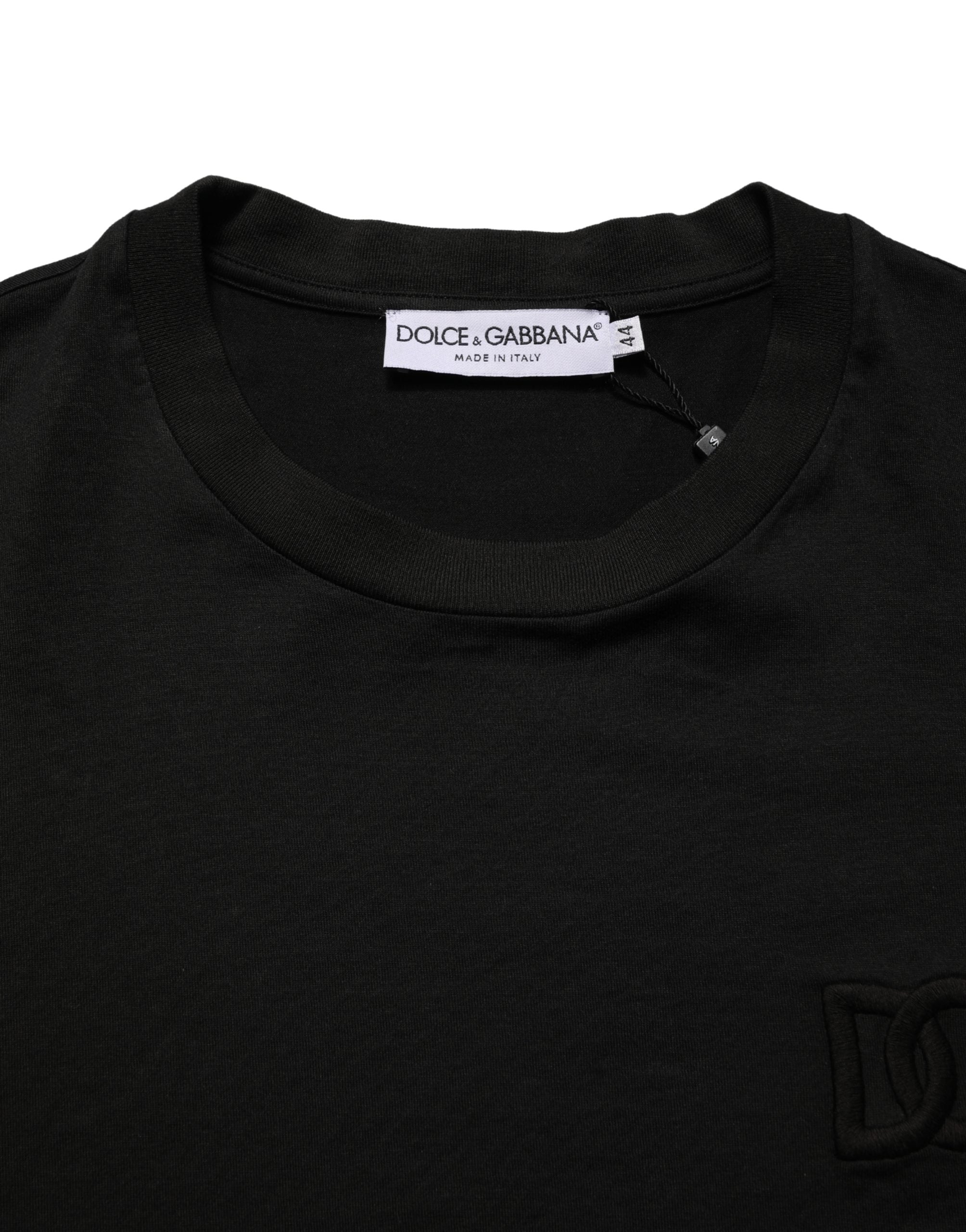 Dolce & Gabbana Black Cotton Short Sleeves Crew Neck  T-shirt