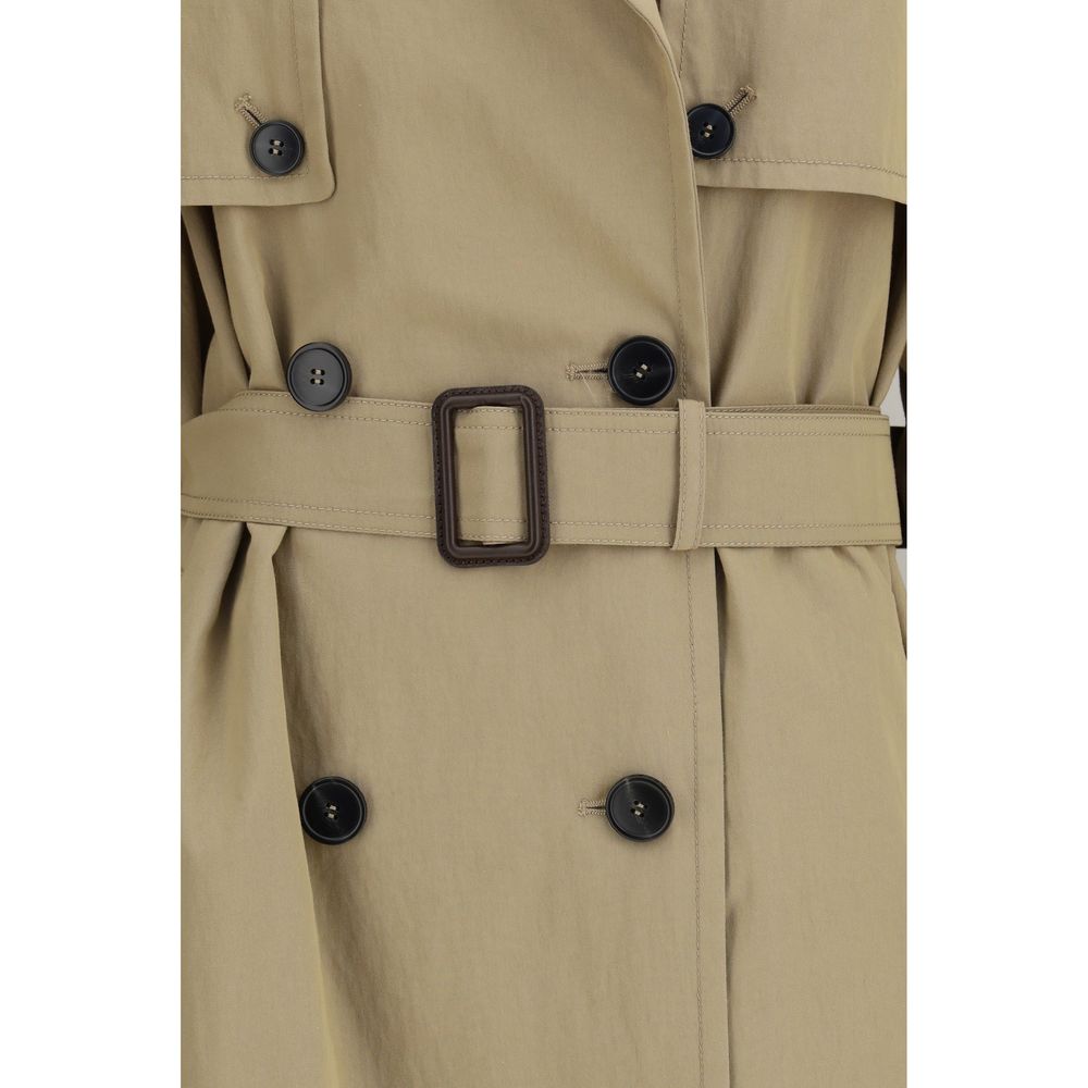 Elevate your wardrobe with the Max Mara Beige Cotton Trench Coat, a masterful blend of organic cotton and nylon, embodying timeless elegance and exquisite craftsmanship.