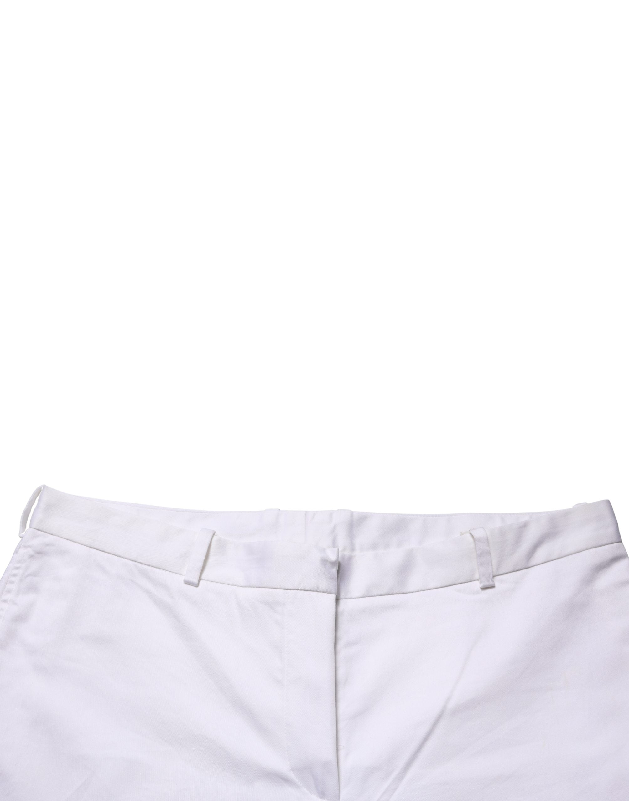 GF Ferre White Mid Waist Straight Chino Pants - Designer Couture