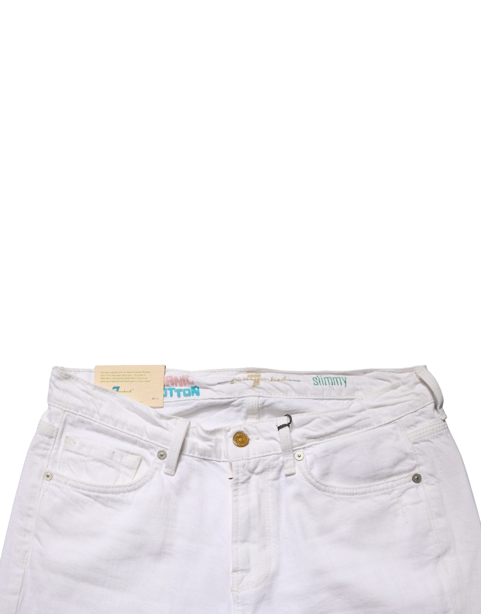 7 For All Mankind White Mid Waisted Skinny Denim Trouser Jeans