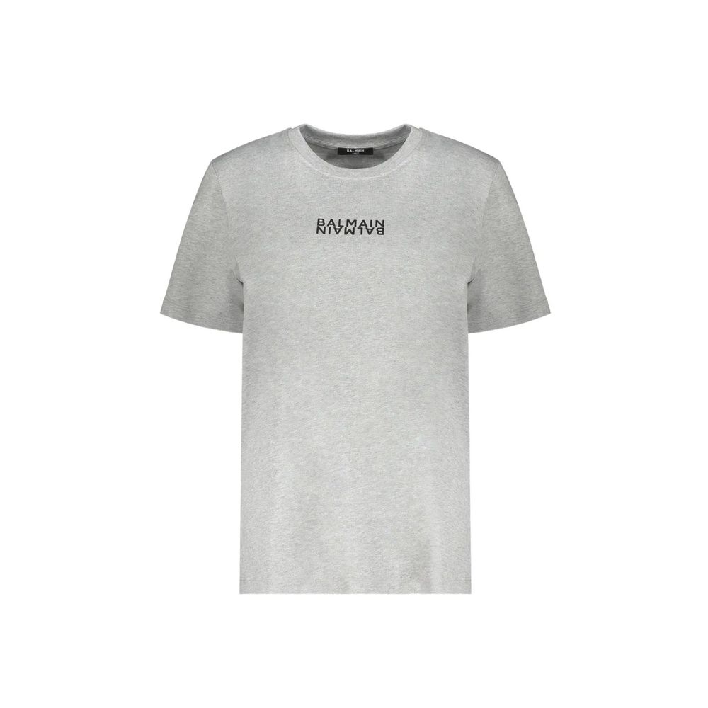 Balmain Gray Cotton T-Shirt