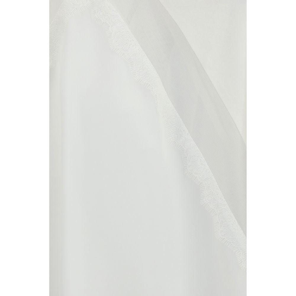 Elevate your wardrobe with the PINKO White Cotton T-Shirt, a luxurious blend of cotton and lace, embodying refined elegance for every occasion.