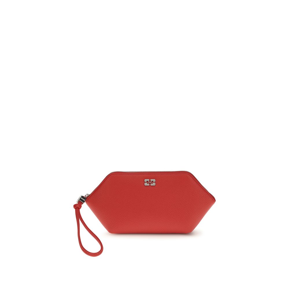 Ganni Red Recycled Leather Clutch Bag - Elegant Luxury Accessory