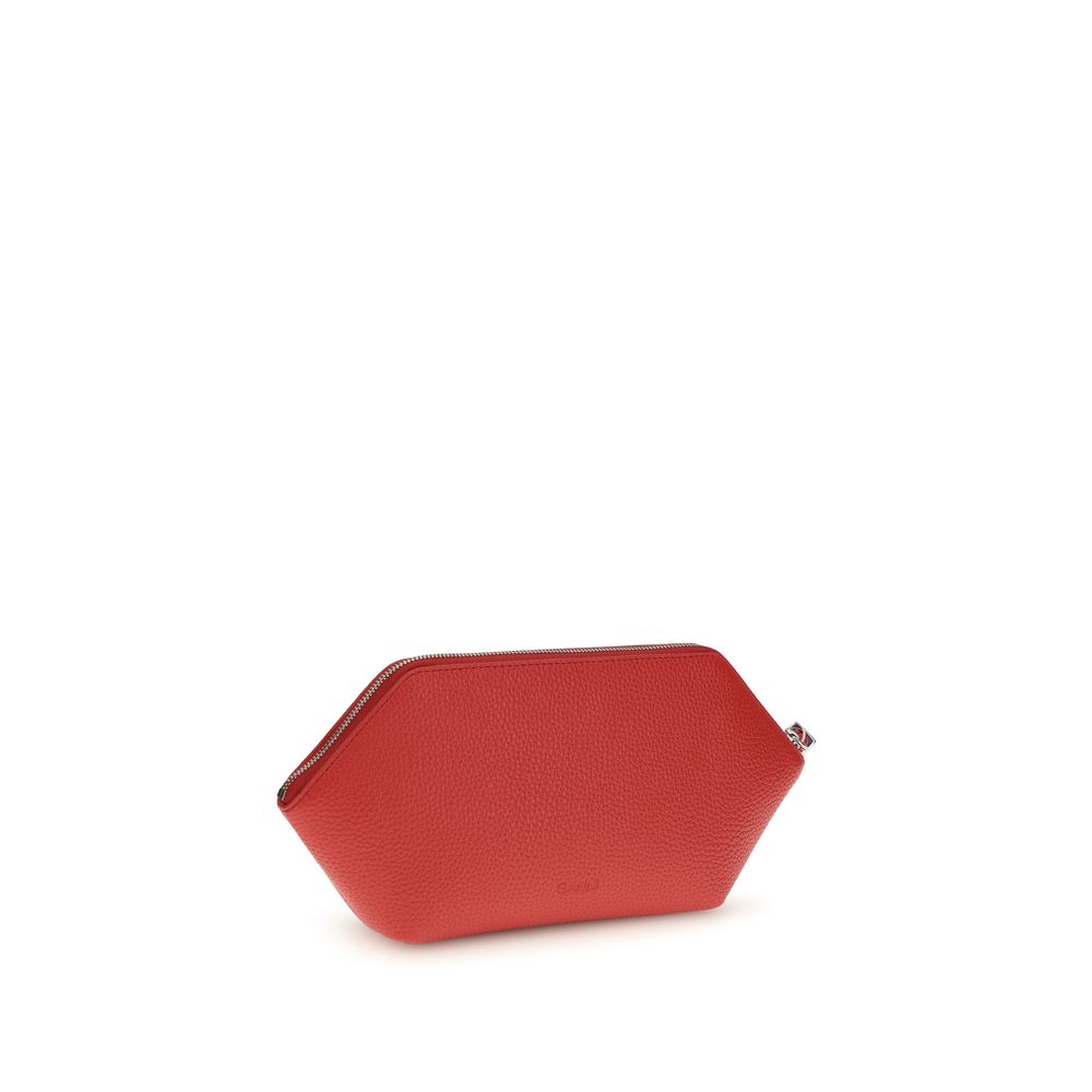 Ganni Red Recycled Leather Clutch Bag - Elegant Luxury Accessory