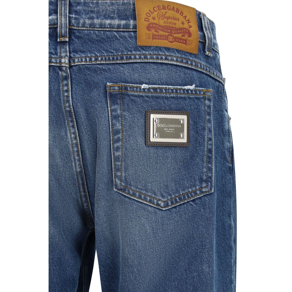 Dolce & Gabbana Blue Cotton Straight-Leg Jeans