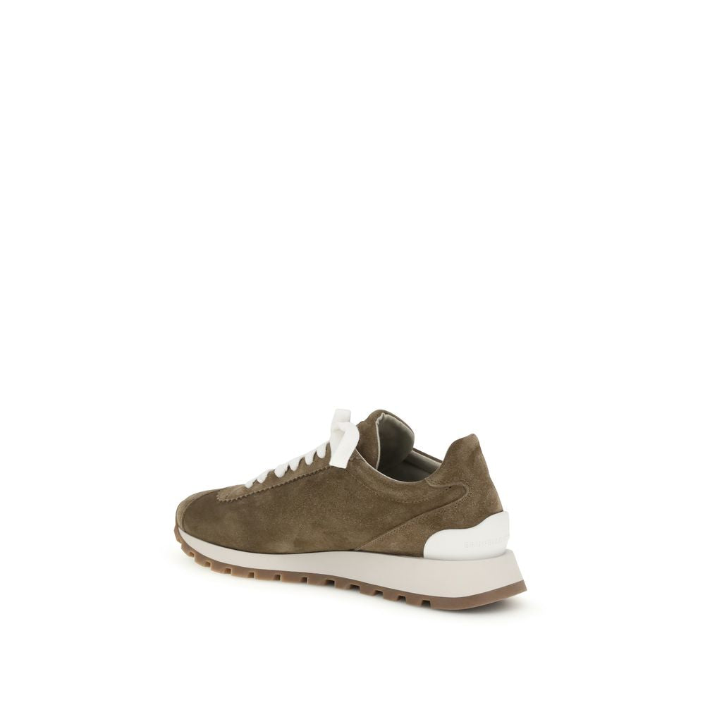 Brunello Cucinelli Brown Calf Leather Sneakers - Artisanal Luxury