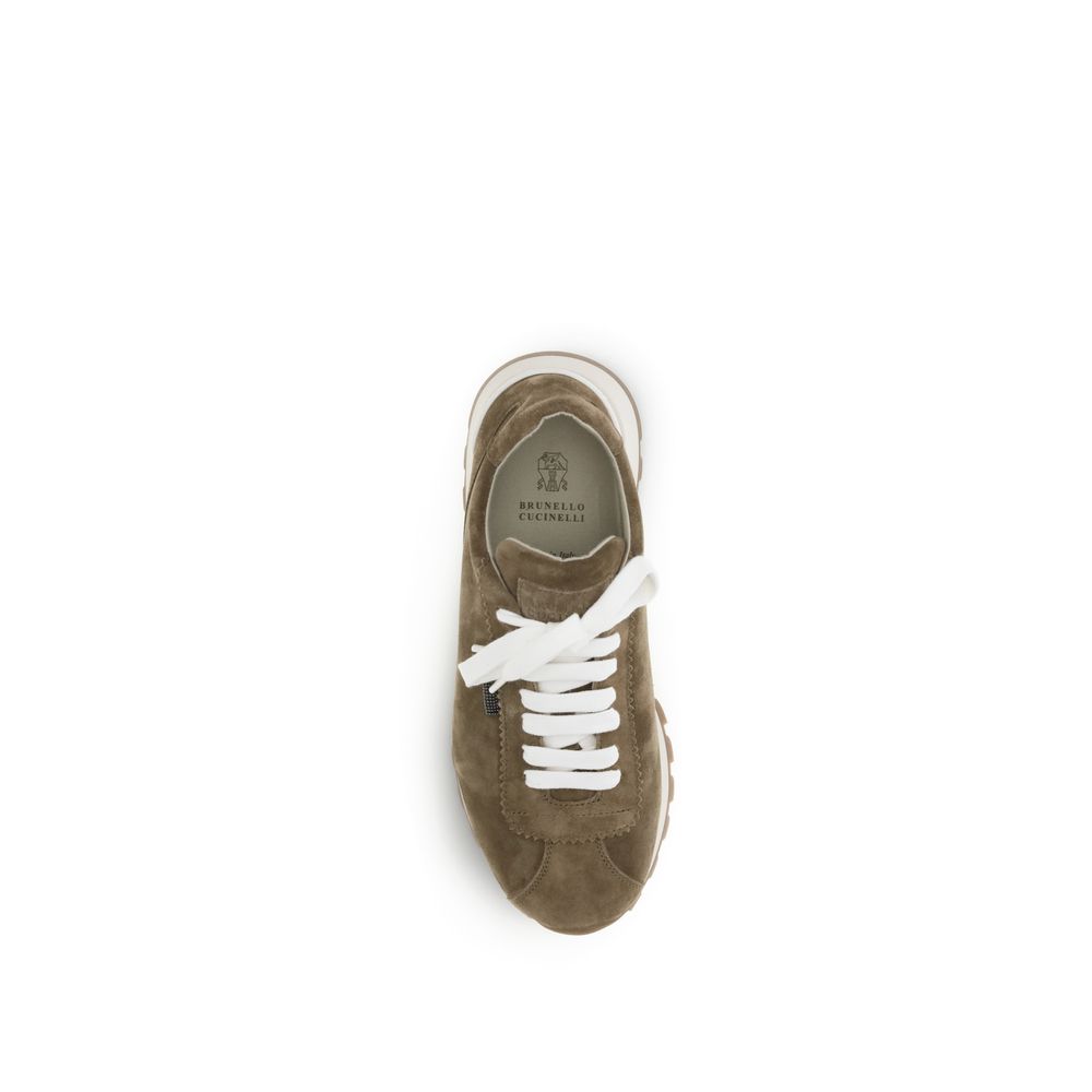 Brunello Cucinelli Brown Calf Leather Sneakers - Artisanal Luxury