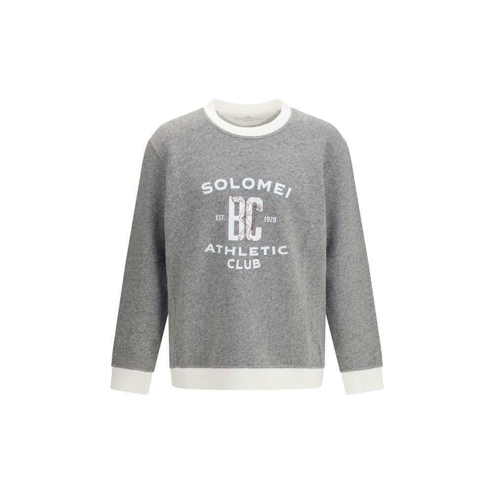 Brunello Cucinelli Gray Cotton Sweatshirt - Artisanal Luxury