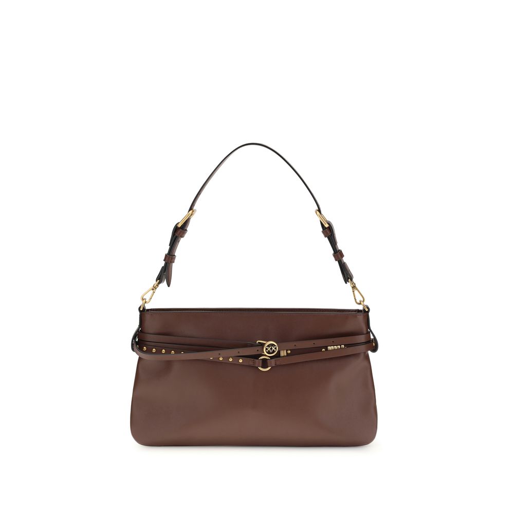 Experience the allure of the PINKO Brown Calf Leather Bos Taurus Shoulder Bag, a masterpiece of craftsmanship that embodies timeless elegance and sophisticated versatility.