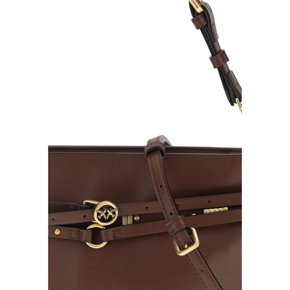 Elevate your style with the PINKO Brown Calf Leather Bos Taurus Shoulder Bag from the SS26 collection, a masterpiece of luxury and sophistication crafted for the discerning individual.