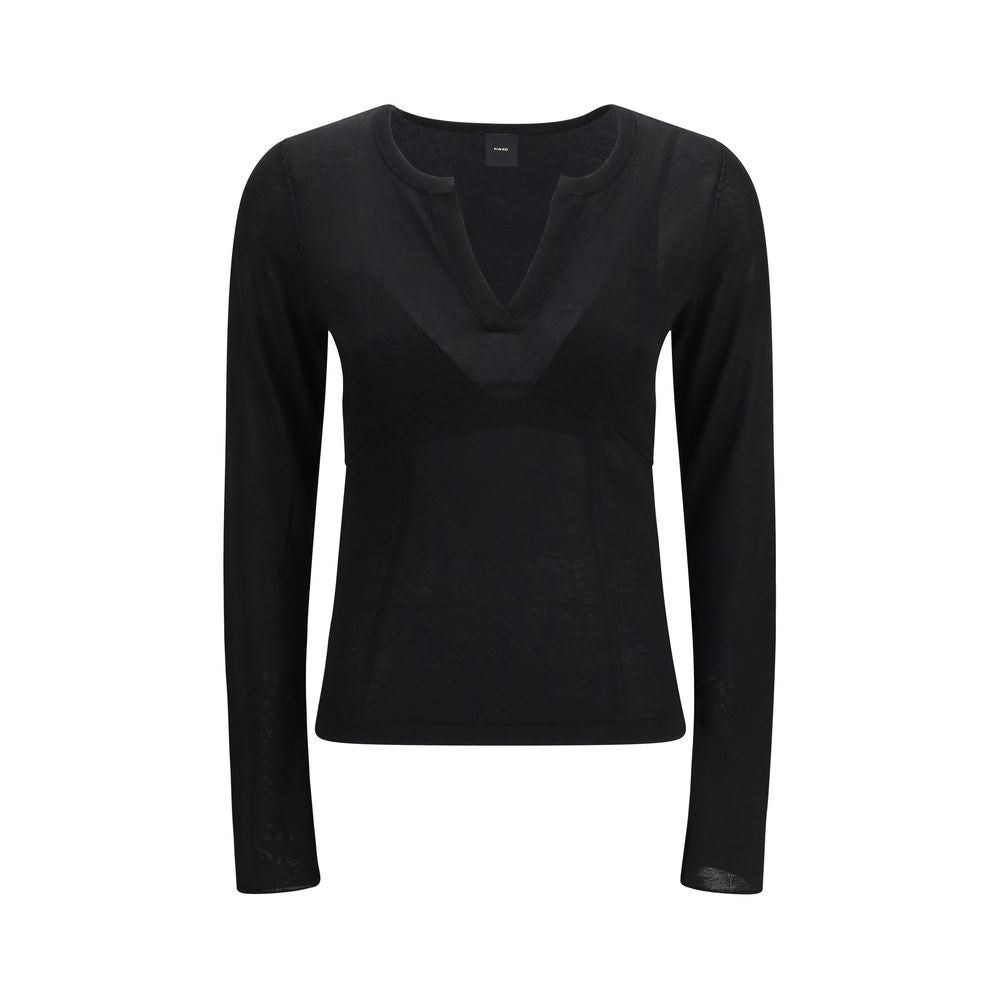 Elevate your wardrobe with the PINKO Black Viscose Sweatshirt, a luxurious blend of viscose and cotton, exuding timeless elegance and contemporary sophistication.