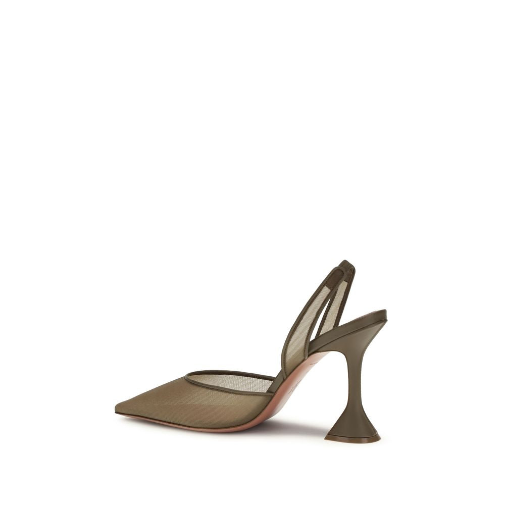 Amina Muaddi Brown Nylon Platform Pumps