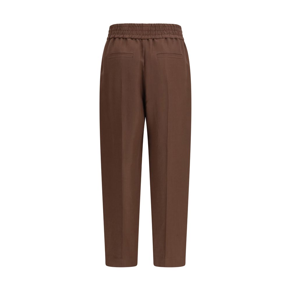 Brunello Cucinelli Brown Viscose Casual Pants - Designer Luxury