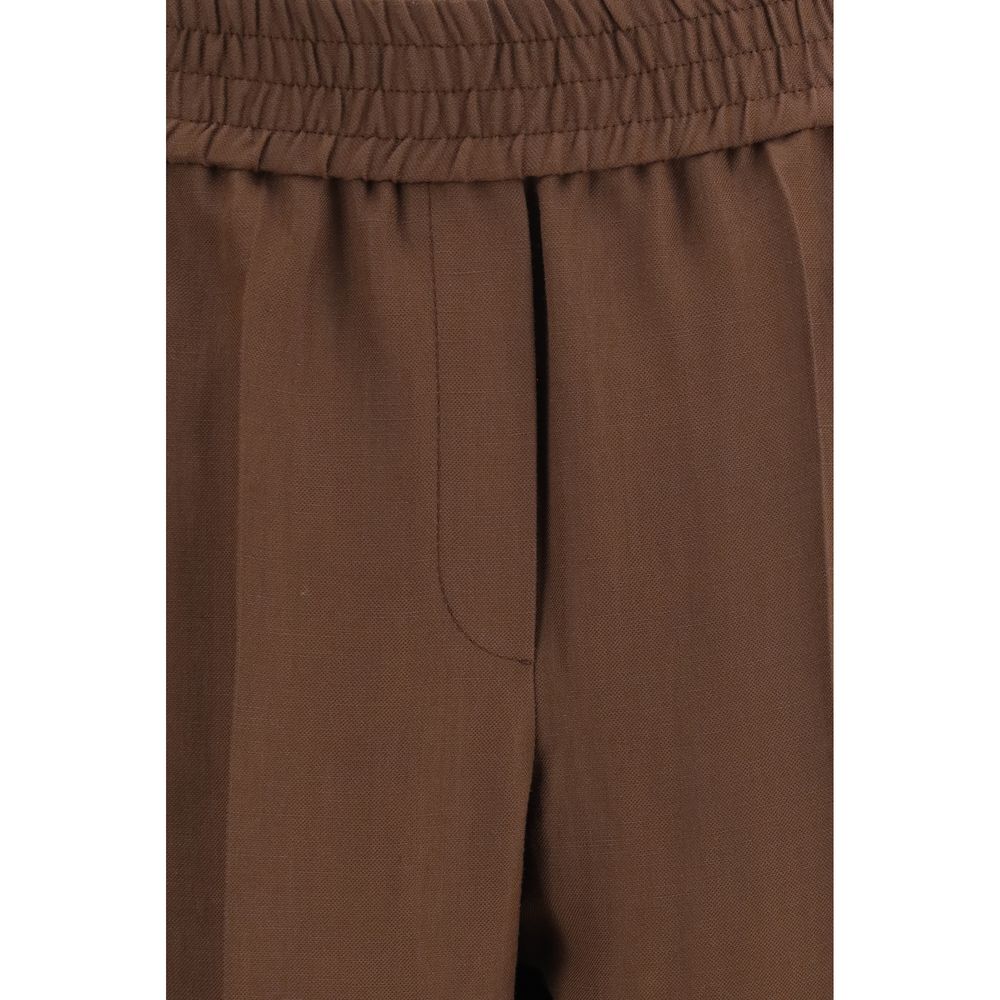 Brunello Cucinelli Brown Viscose Casual Pants - Designer Luxury