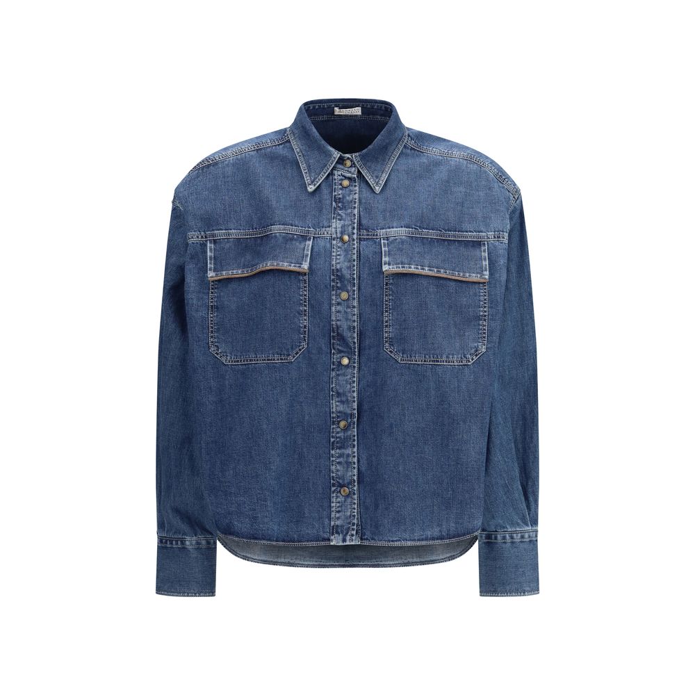 Brunello Cucinelli Blue Denim Shirt - Artisanal Luxury Elegance