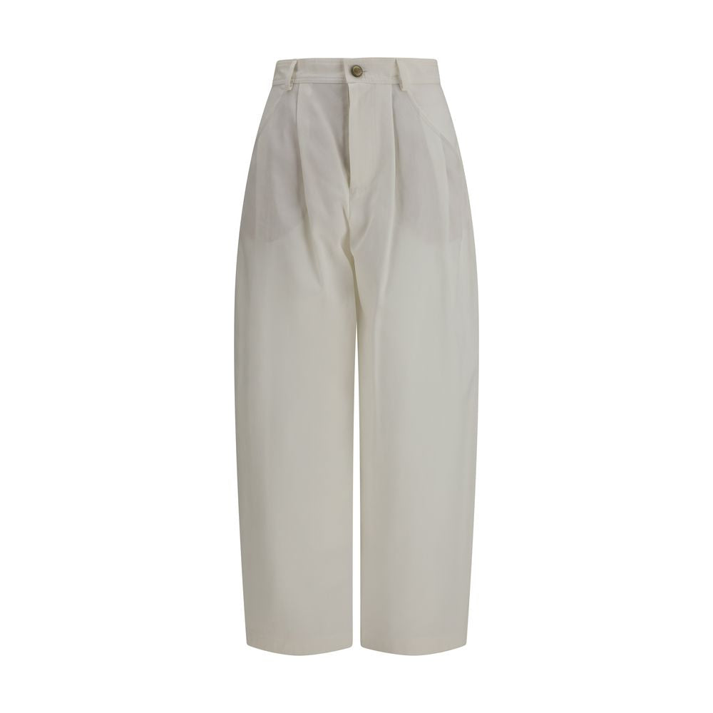 Brunello Cucinelli Beige Silk Casual Pants - Artisanal Elegance
