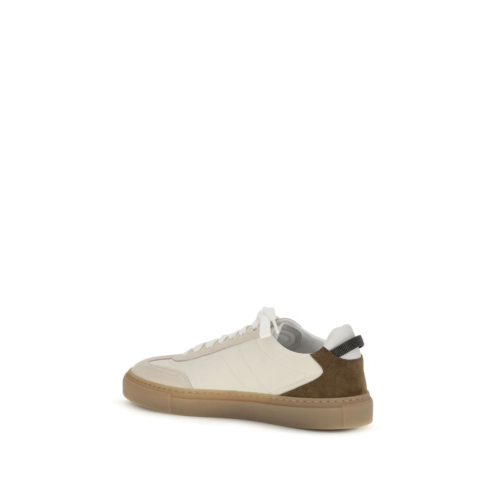 Brunello Cucinelli Beige Calf Leather Sneakers - Artisanal Luxury