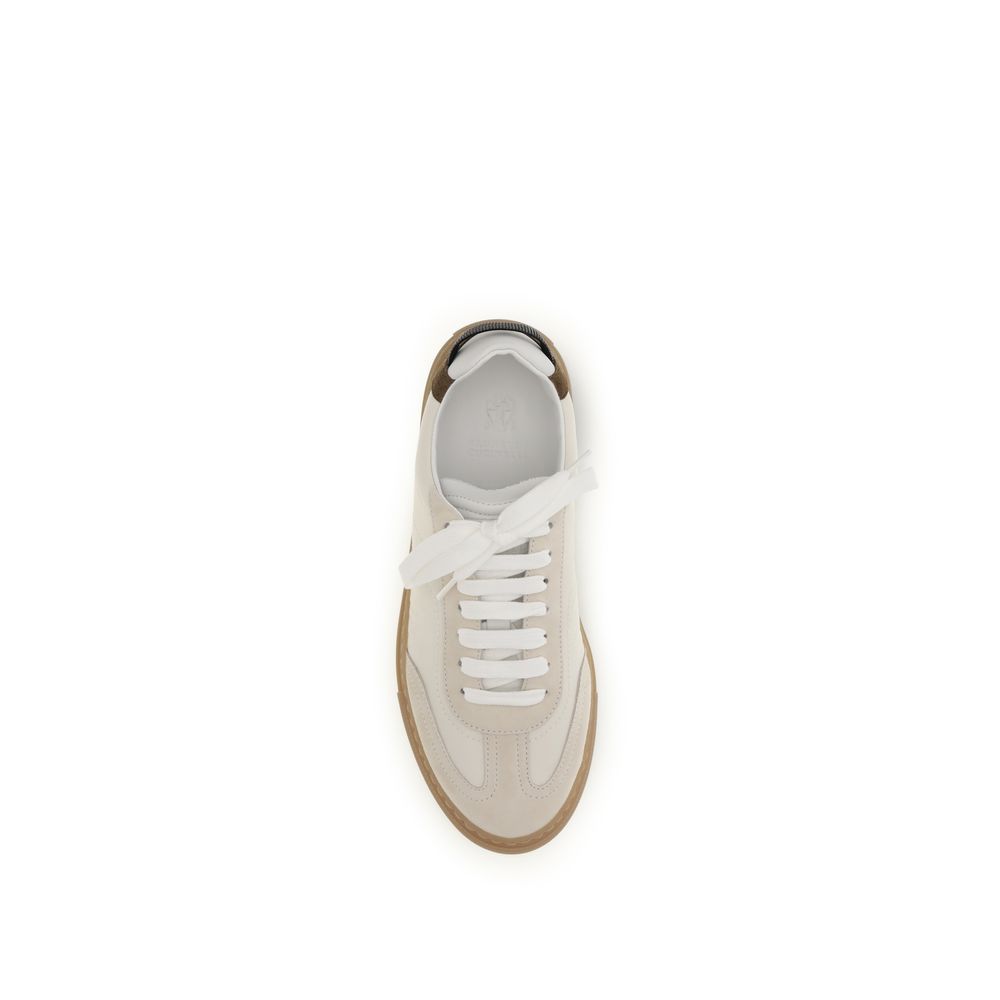 Brunello Cucinelli Beige Calf Leather Sneakers - Artisanal Luxury