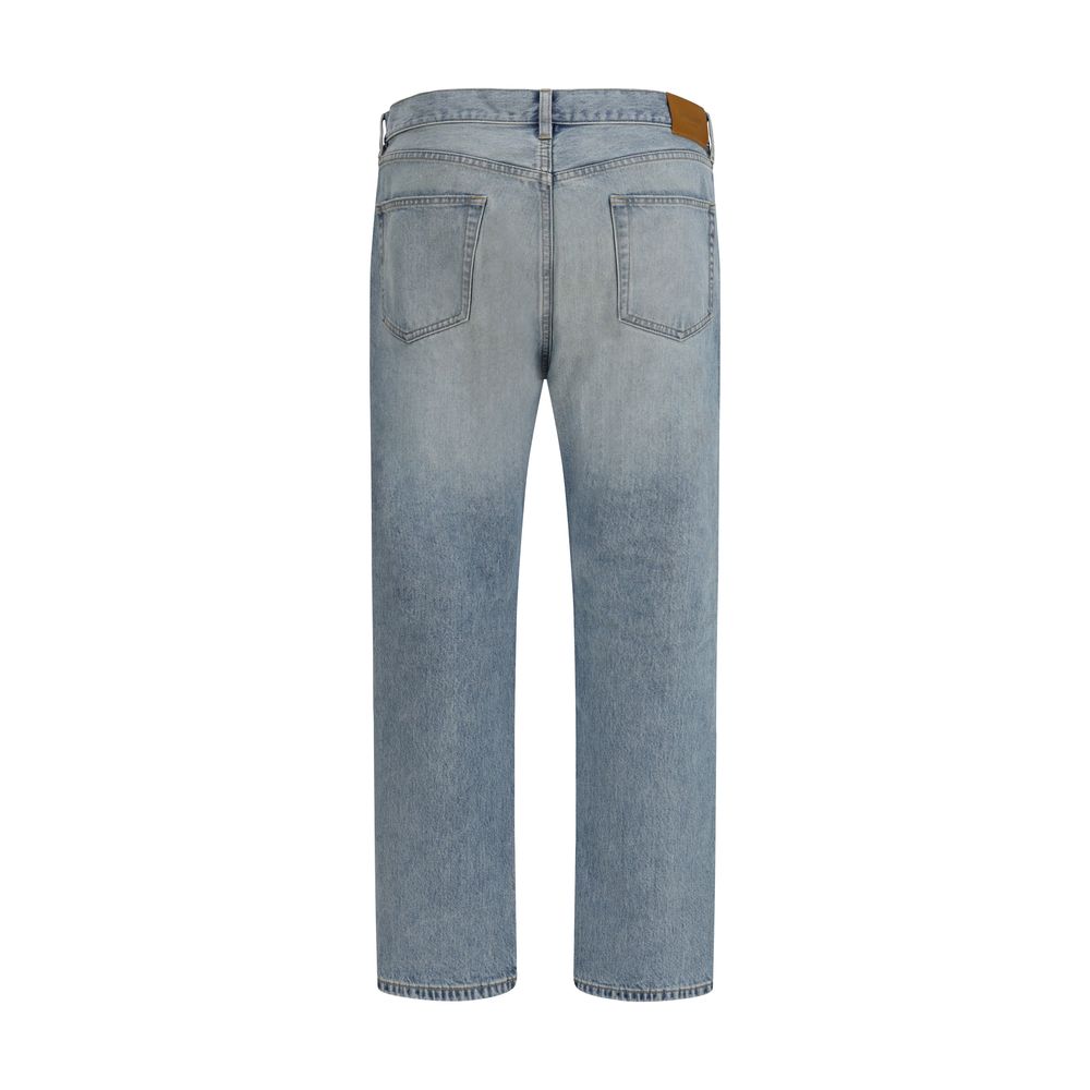 Discover the Saint Laurent Blue Cotton Straight-Leg Jeans, a timeless luxury crafted from premium cotton, embodying sophistication and effortless elegance for any occasion.
