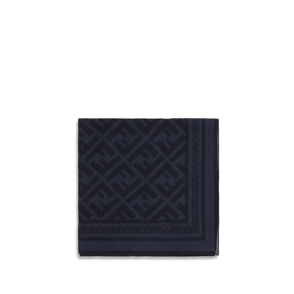 Fendi Blue Fleece Wool Scarf