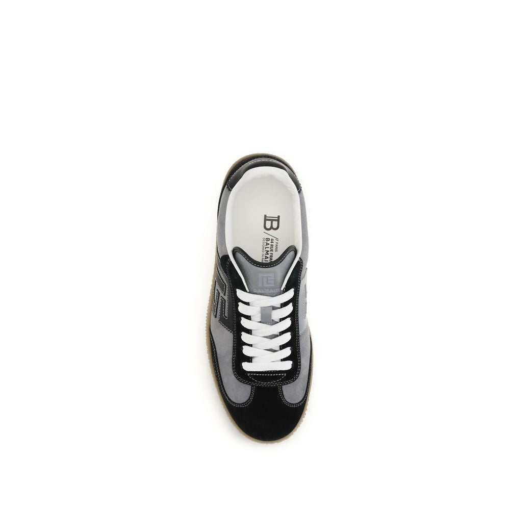 Balmain Gray Calf Leather Bos Taurus Low Top Sneakers