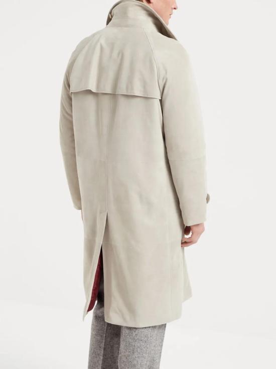 Brunello Cucinelli Beige Leather Coat