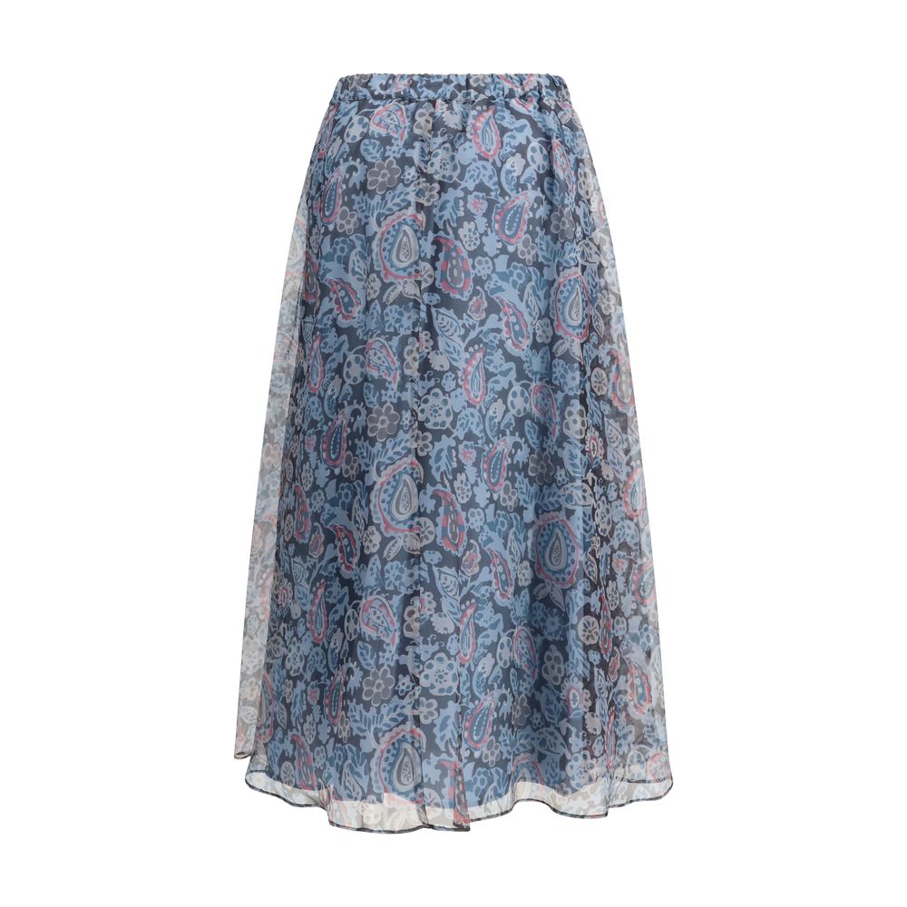 Max Mara Multicolor Silk Long Skirt