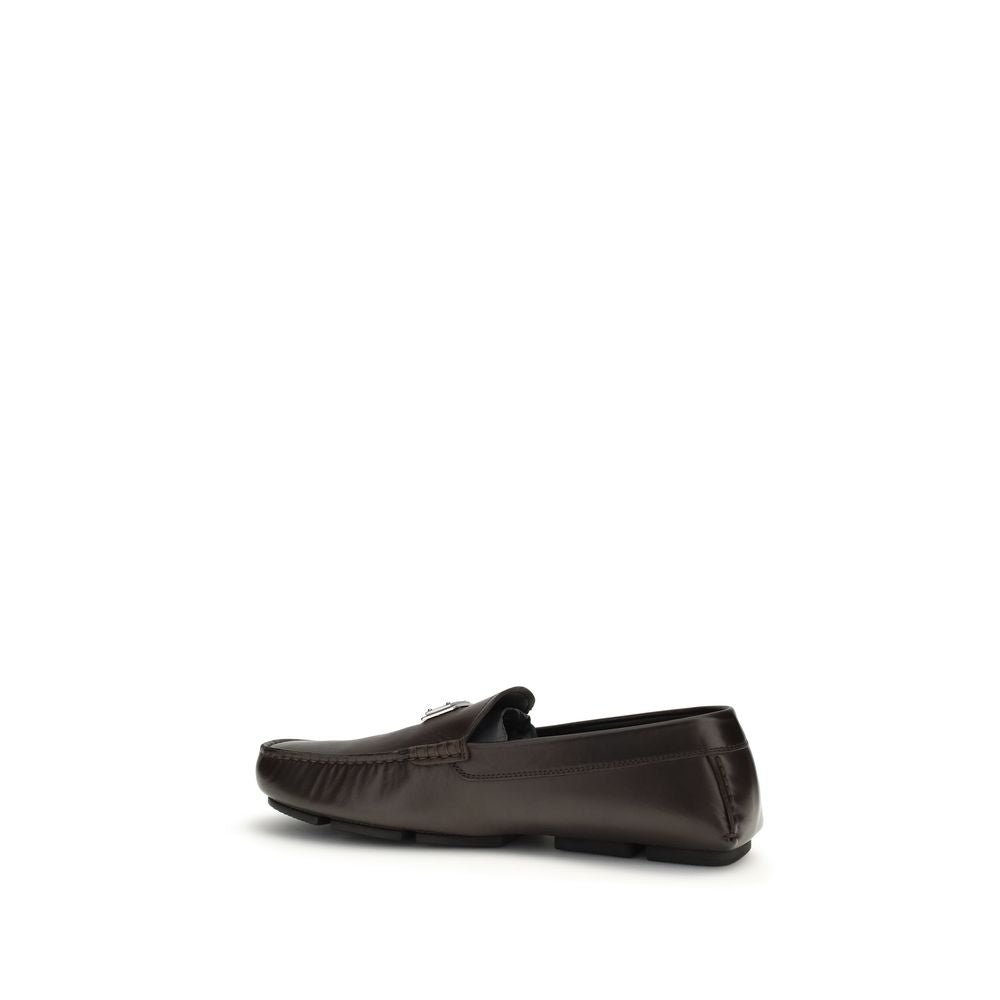 Dolce & Gabbana Brown Calf Leather Bos Taurus Slip-On Loafers