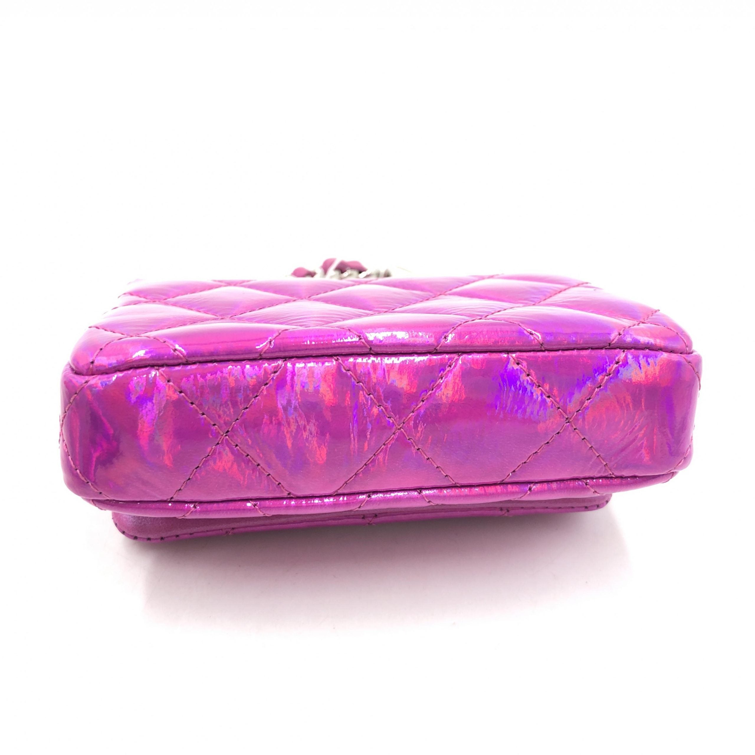 Chanel Iridescent Pink Quilted Leather Pouch - Artisanal Luxury
