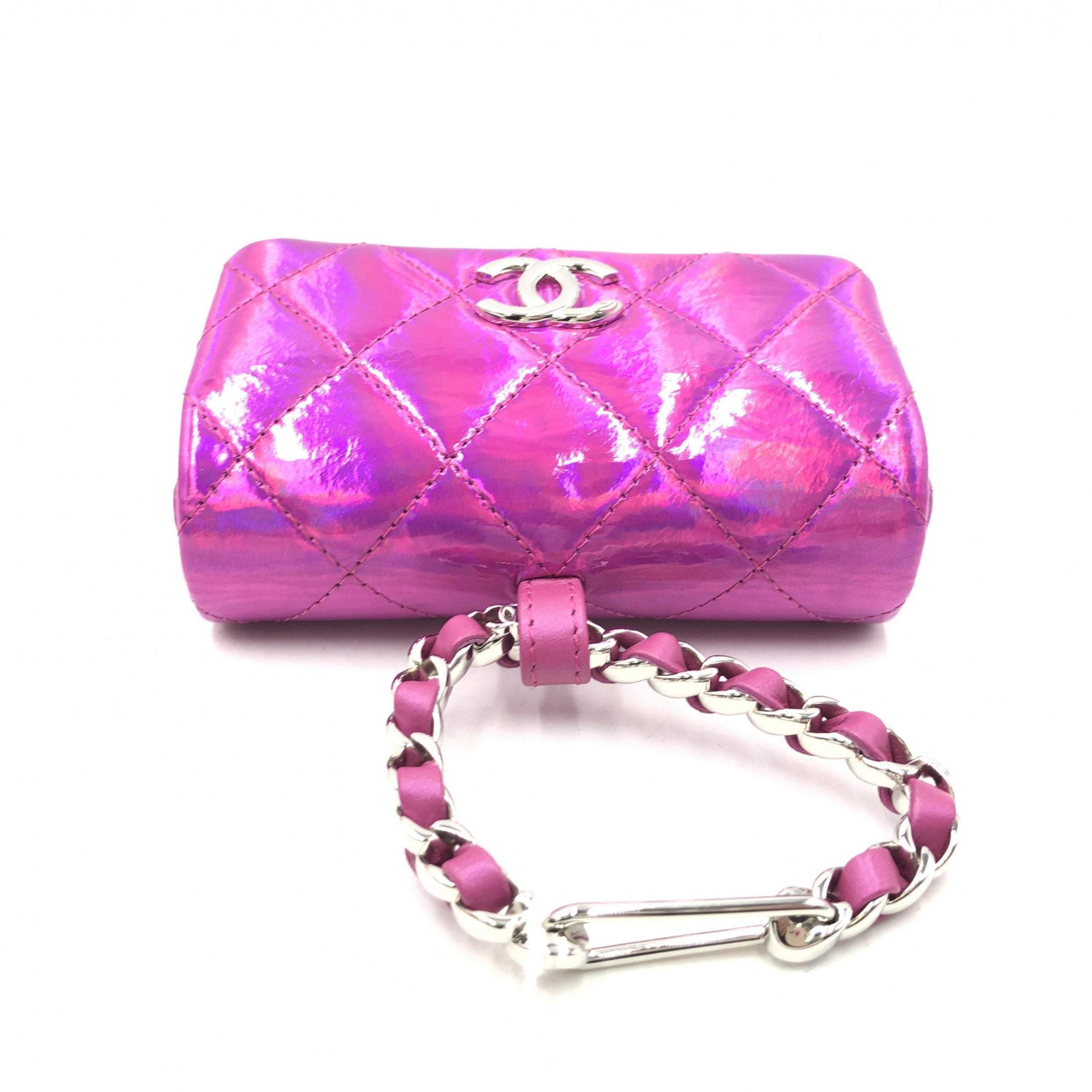 Chanel Iridescent Pink Quilted Leather Pouch - Artisanal Luxury