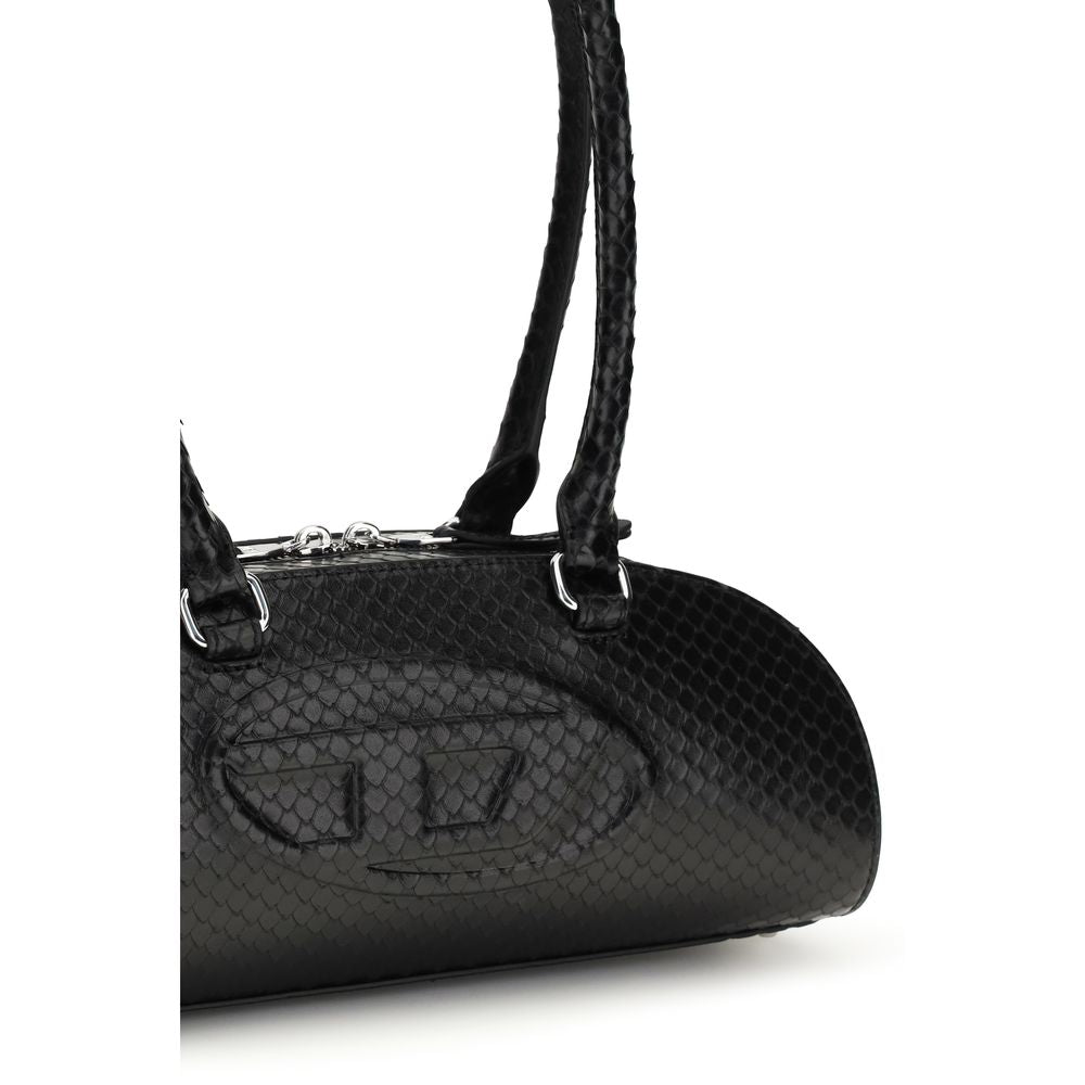 Diesel Black Calf Leather Bos Taurus Shoulder Bag - Artisanal Luxury