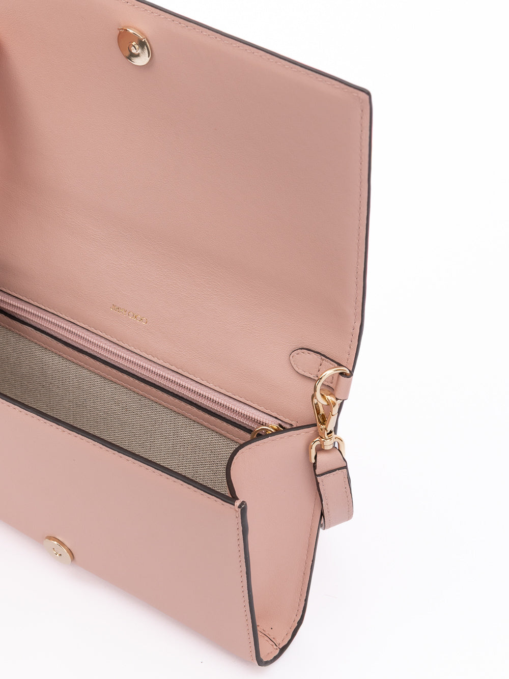 Jimmy Choo Podwer Pink Leather Shoulder Strap Bag