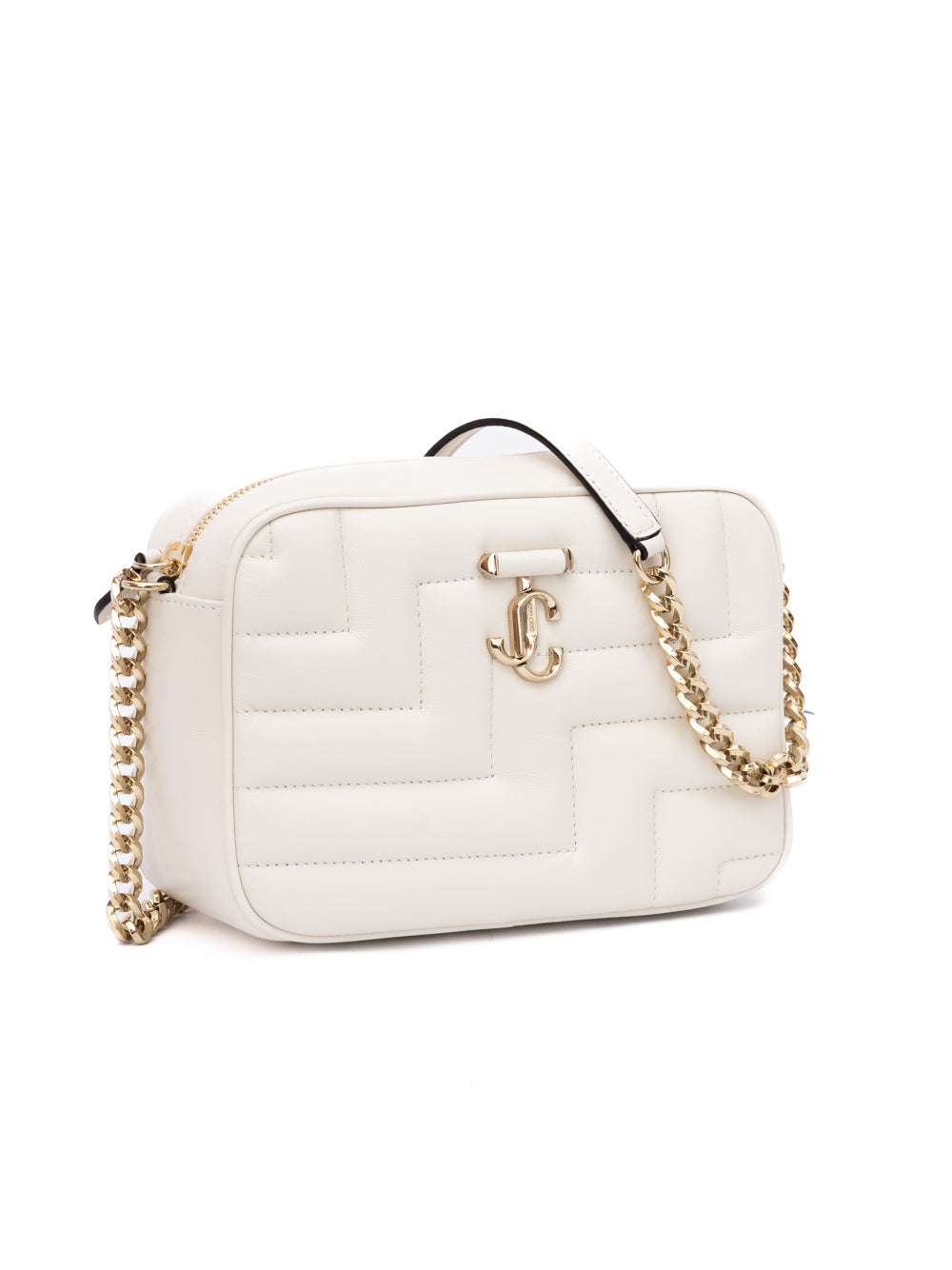 Jimmy Choo White Leather Avenue Camera Shoulder Bag