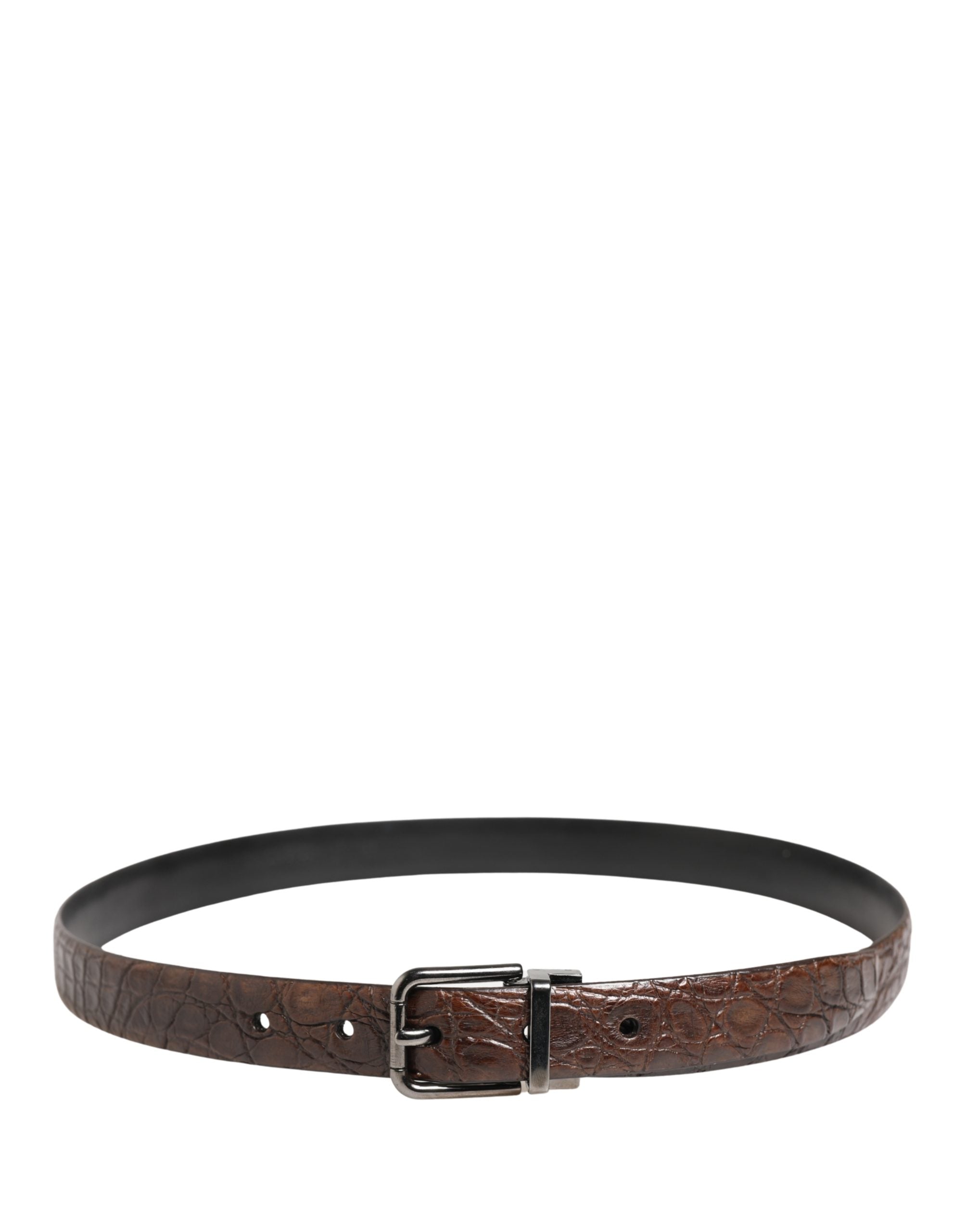 Dolce & Gabbana Brown Caiman Leather Belt - Timeless Luxury