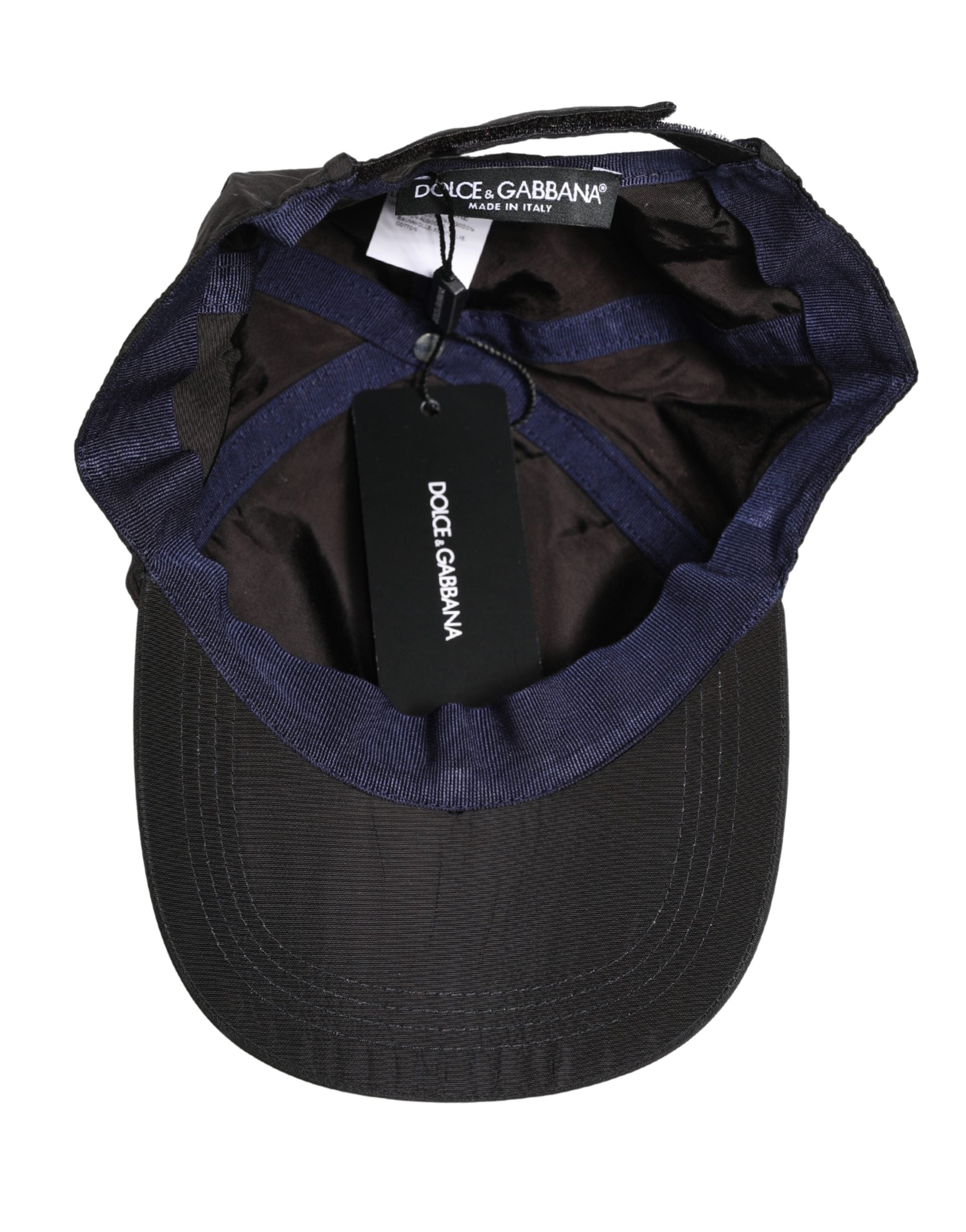 Dolce & Gabbana Men Black Cotton 6 Panels Baseball Cap Hat