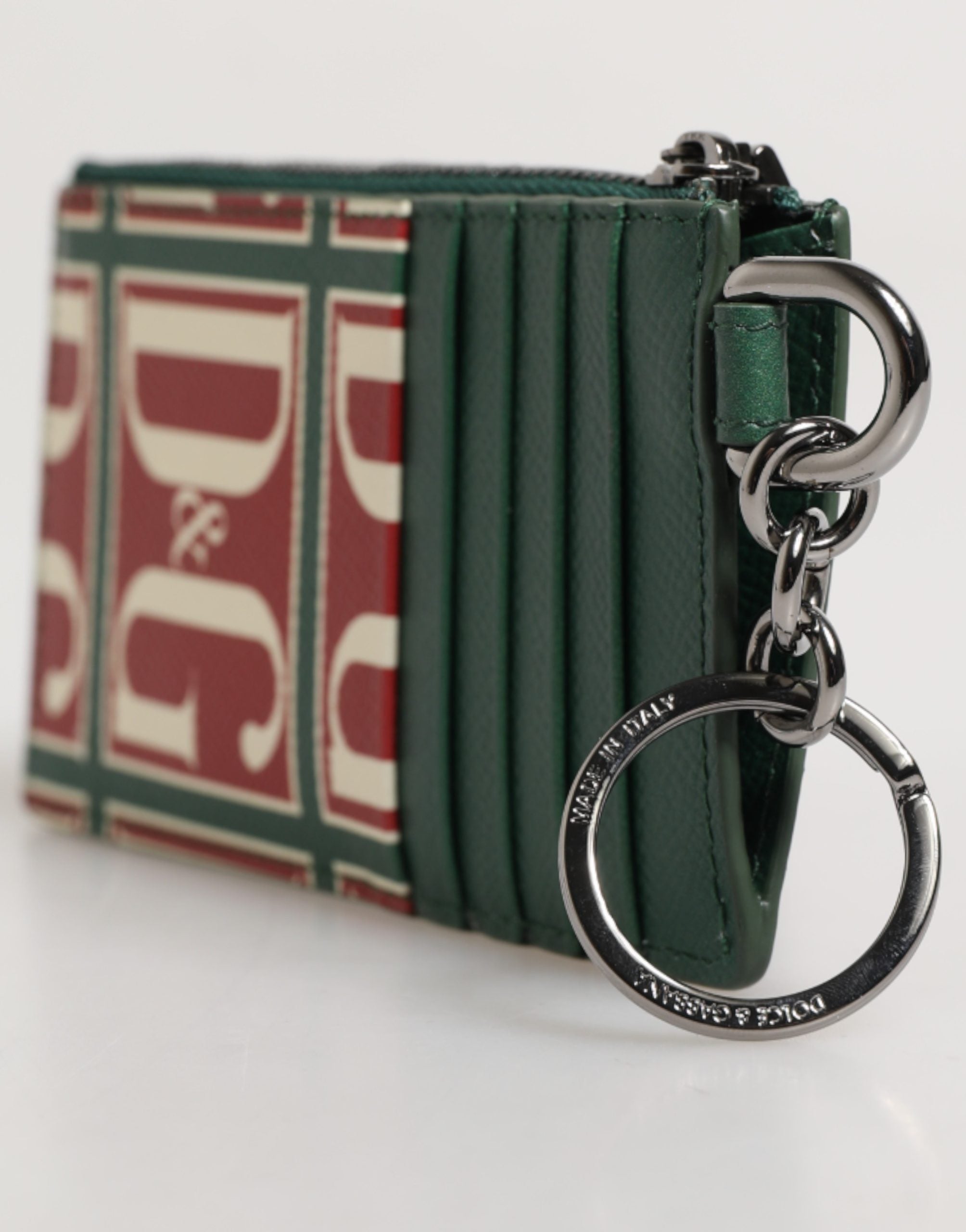 Dolce & Gabbana Green Calf Leather Card Holder - Artisanal Luxury